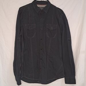 Tranquility Mayhem Mens Medium Button-Down Long Sleeve Shirt Black Western Style